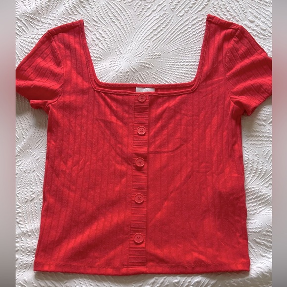 Tops - Abound Bright Coral Cropped Tee NWOT